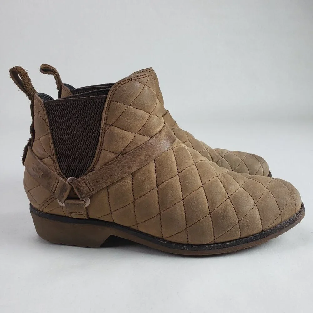 Teva de la Vina Dos Quilted Ankle Boot Womens 7.5 Brown Waterproof Leather